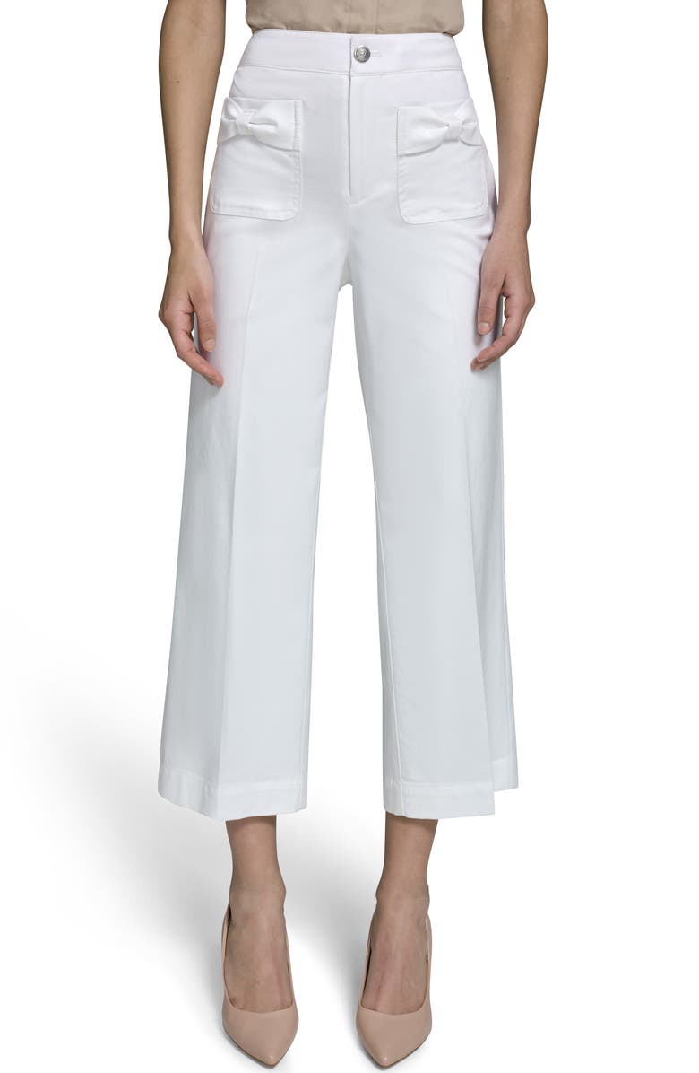 KARL LAGERFELD PARIS Bow Pocket Crop Pants, Main, color, Soft White