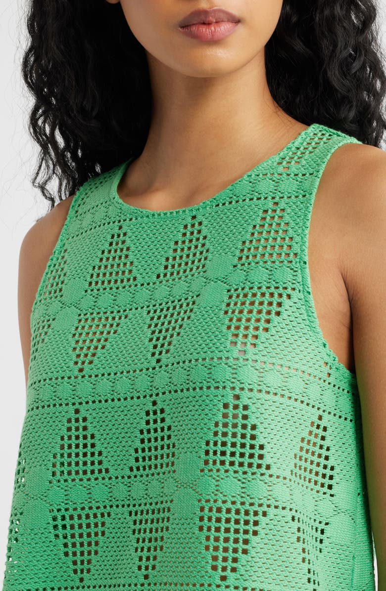 ICHI Open Stitch Sleeveless Top, Alternate, color, Greenbriar