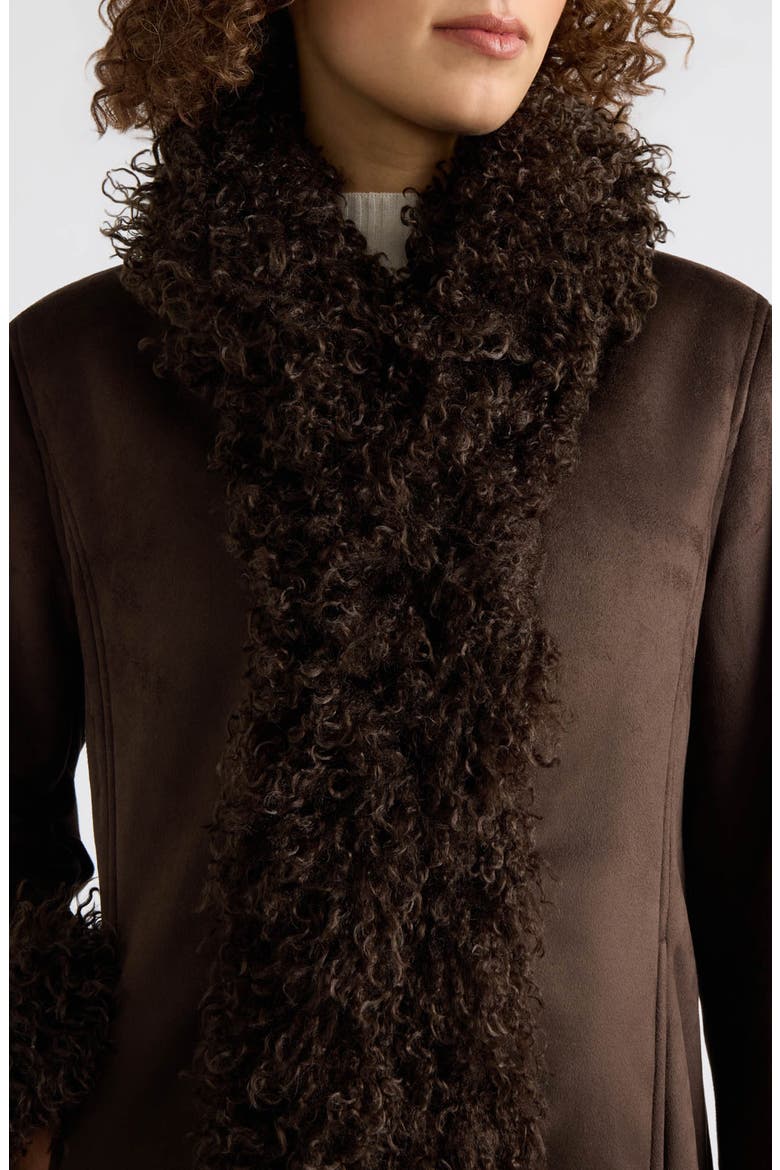 Liv Faux Fur & Faux Shearling Jacket, Alternate, color, CHOCOLATE
