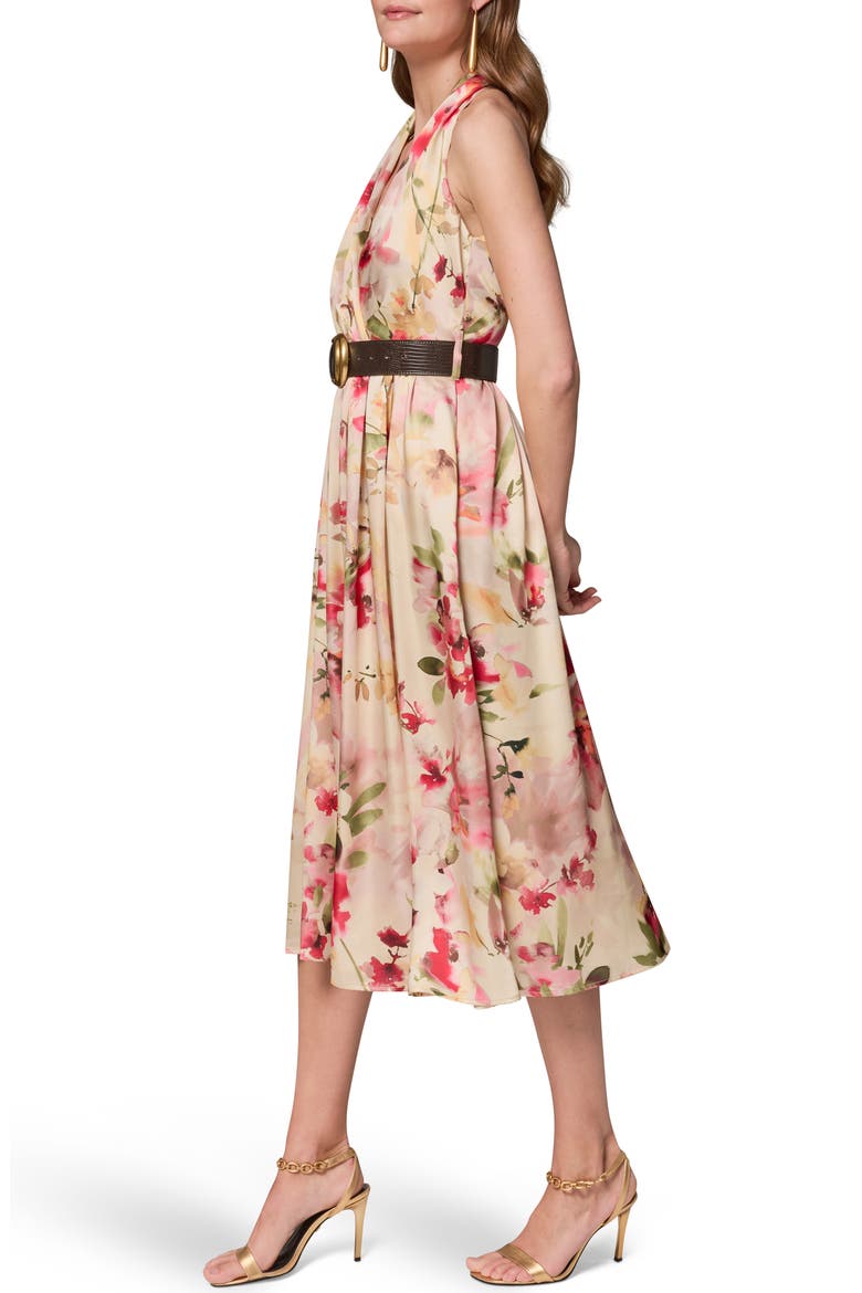Floral Print Sleeveless Midi Dress, Alternate, color, EGGSHELL