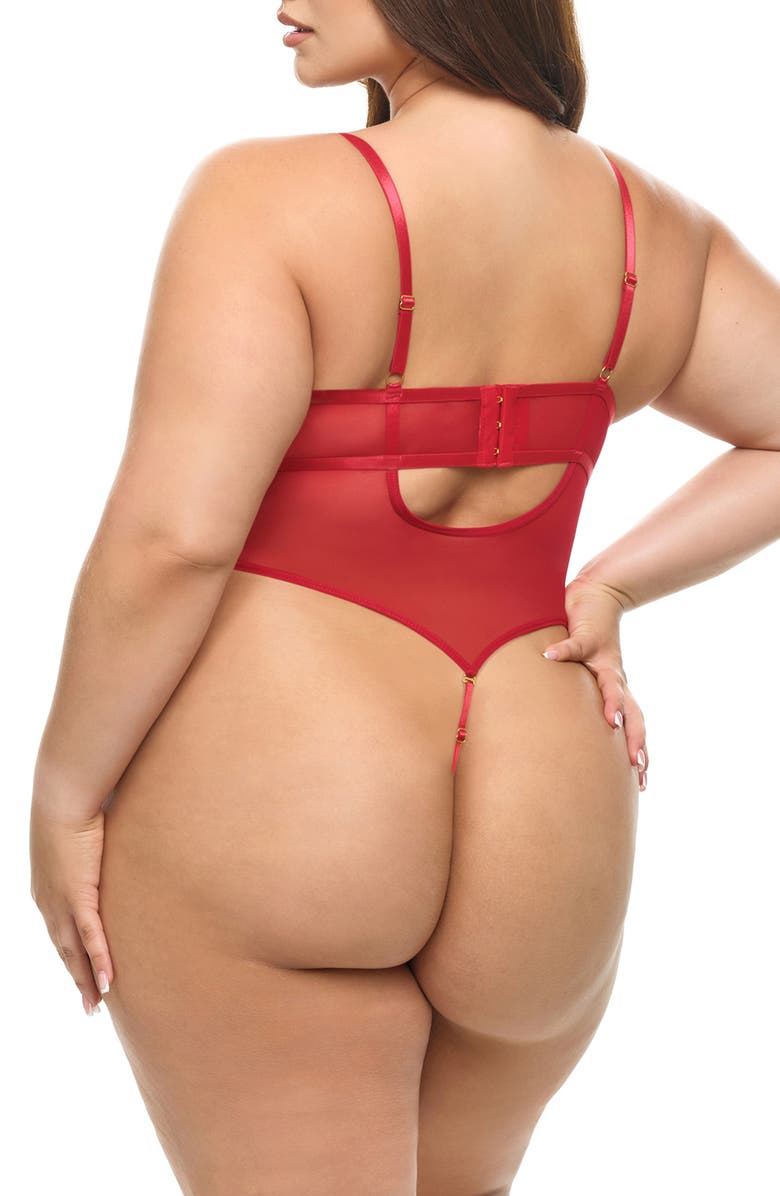 Oh La La Cheri Mariah Embroidered Mesh Teddy, Alternate, color, Cheri Girlitude 046/ Red
