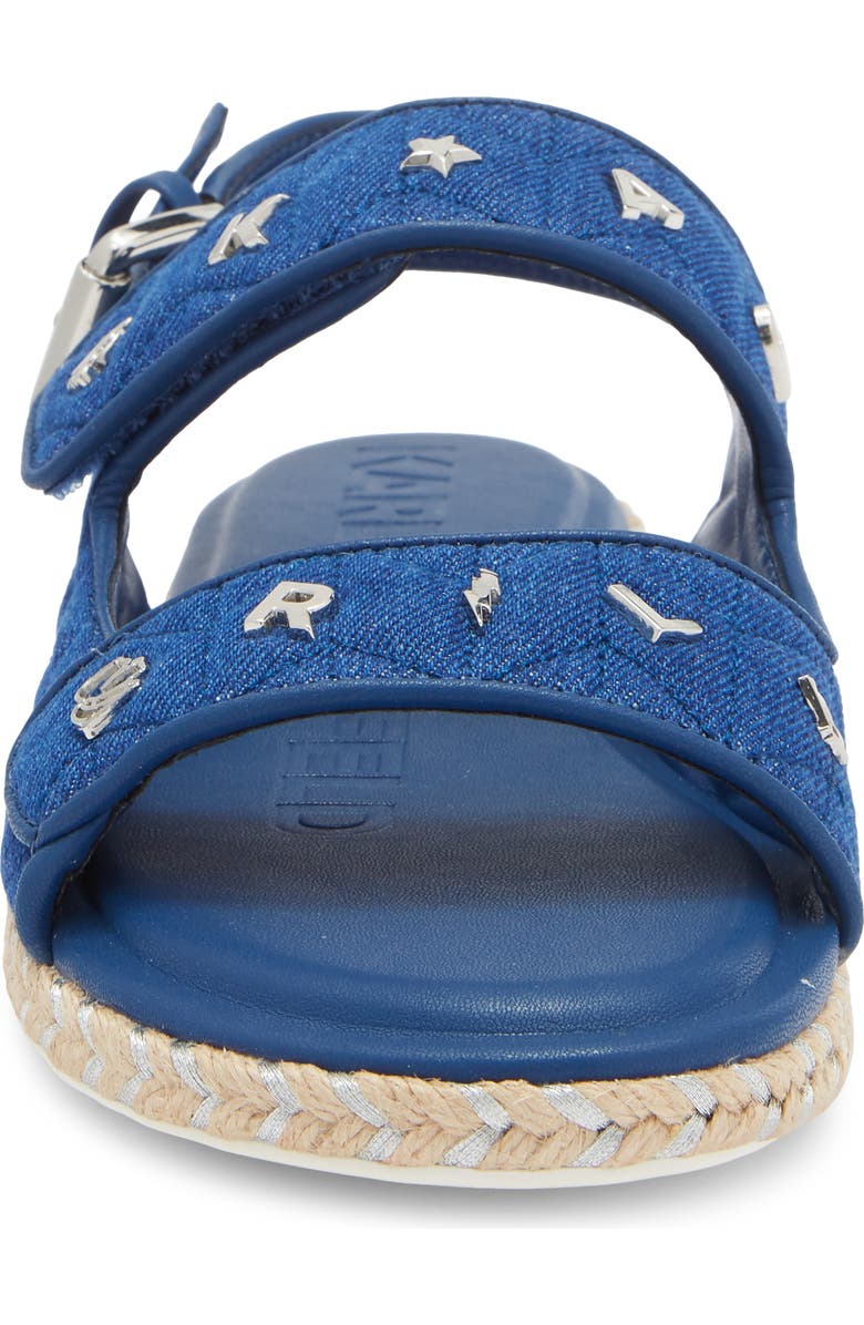 KARL LAGERFELD PARIS Charlay Studded Ankle Strap Sandal, Alternate, color, Blue