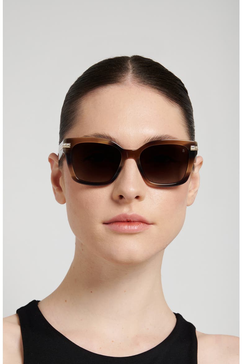 54mm Gradient Polarized Square Sunglasses, Alternate, color, HAVANA BROWN/ BROWN SF