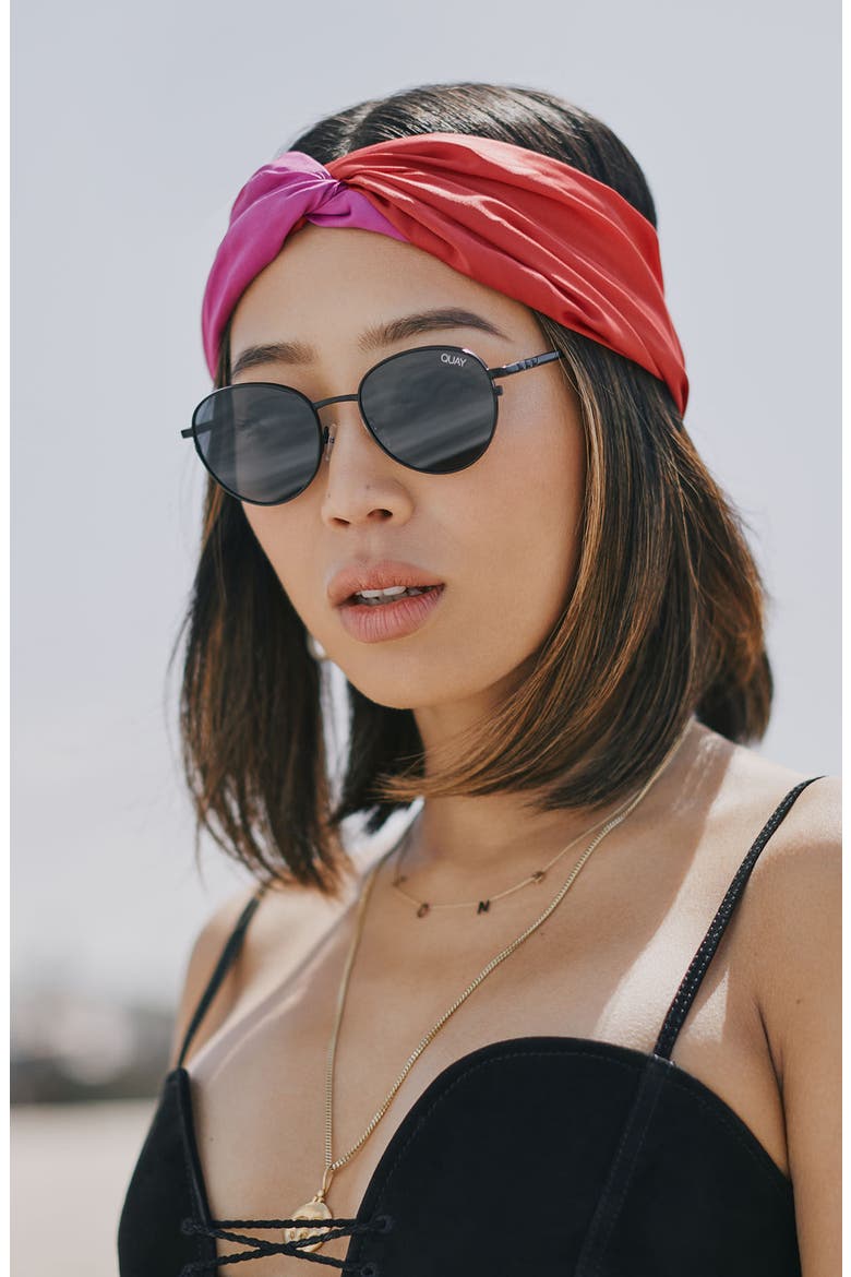 Australia Crazy Love 45mm Round Sunglasses, Alternate, color, BLACK/ SMOKE