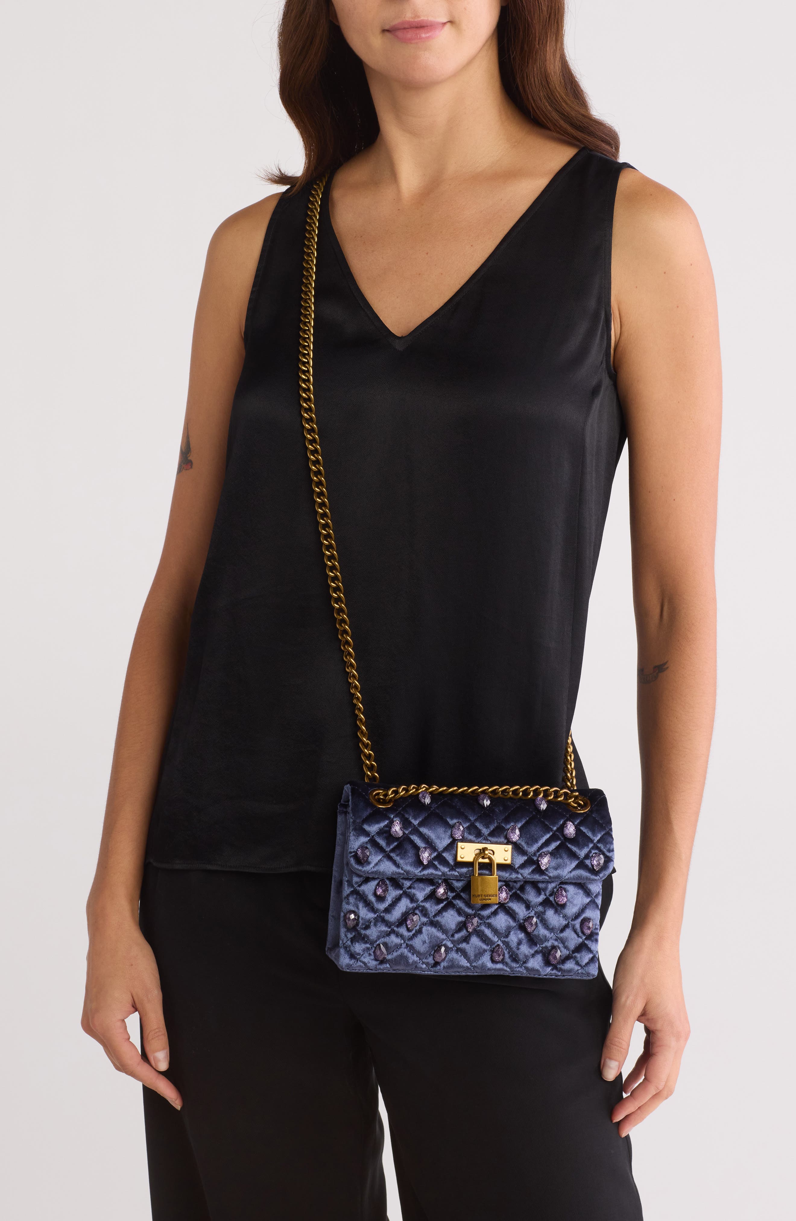 Kurt Geiger London Mini Brixton Velvet Shoulder Bag, Alternate, color, 