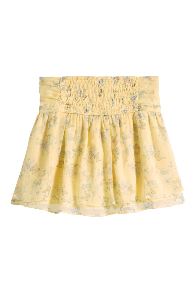 Kids' Ruched Waistband Skort, Alternate, color, YELLOW BUTTERFLY FLORAL