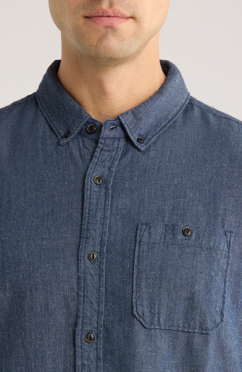 Roark Scholar Organic Cotton Chambray Button-Down Shirt, Alternate, color, Mid Indigo