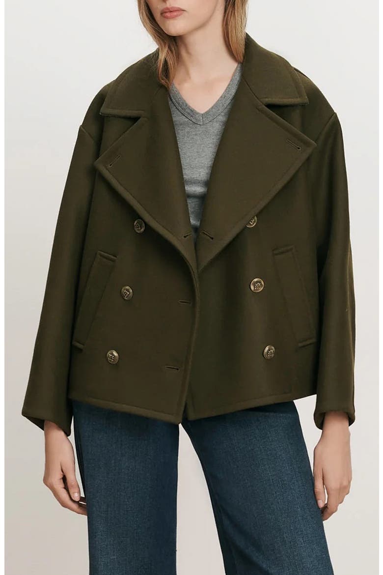 Franklin Double Breasted Wool Blend Coat with Dickey, Alternate, color, CYPRESS