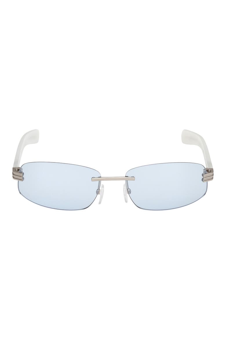 61mm Rectangular Sunglasses, Main, color, MATTE PALLADIUM/ BLUE