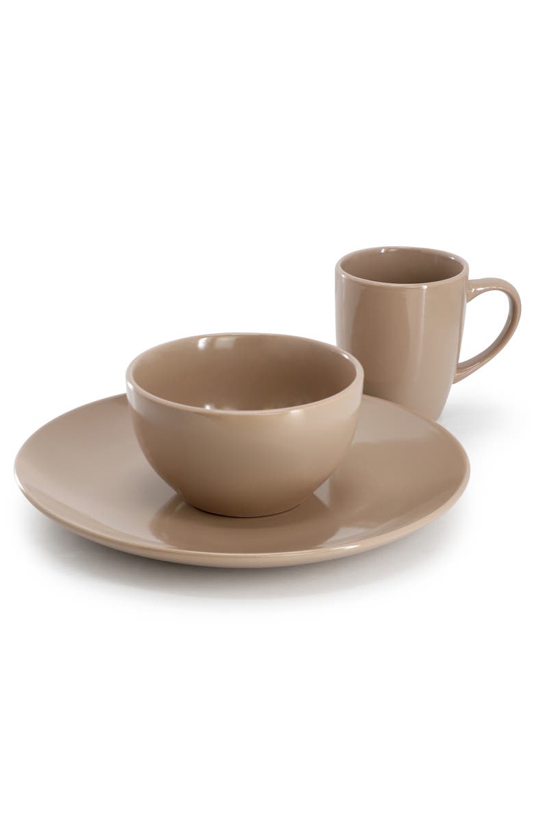 Gibson Home Everyday Plus 12 Piece Stoneware Dinnerware Set, Alternate, color, Brown
