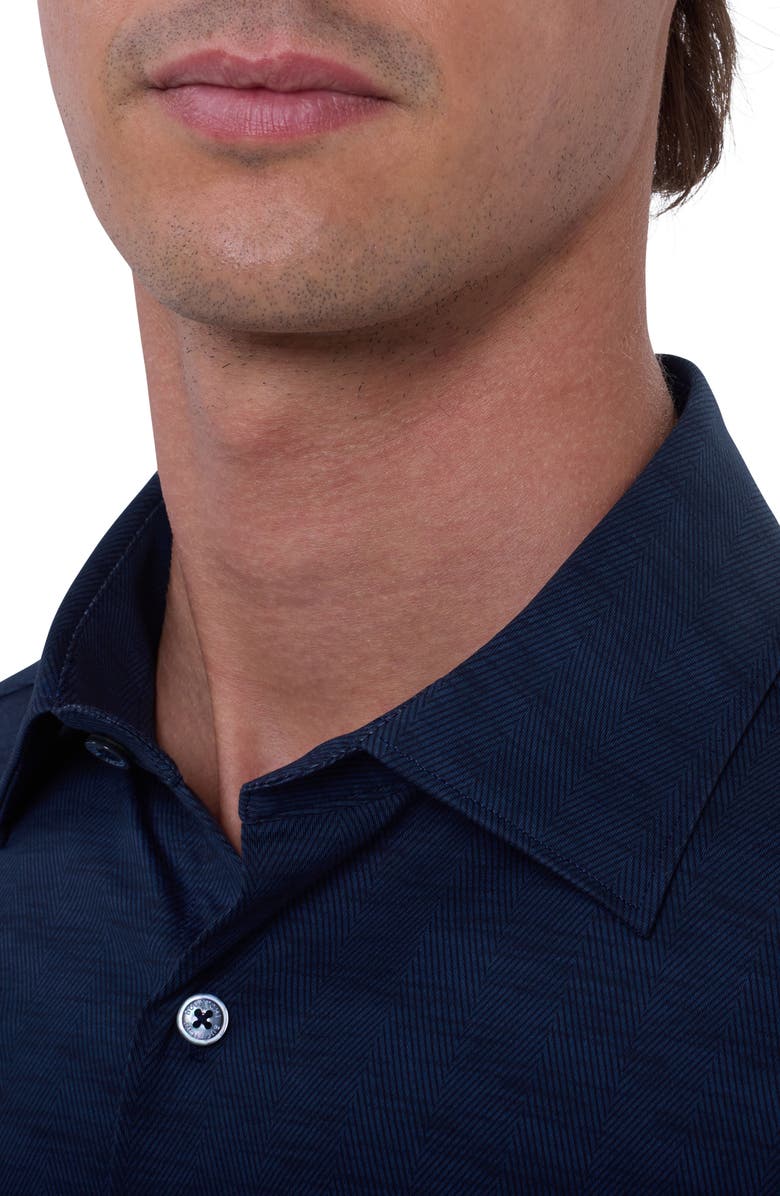 Bugatchi James OoohCotton<sup>®</sup> Herringbone Button-Up Shirt, Alternate, color, Navy