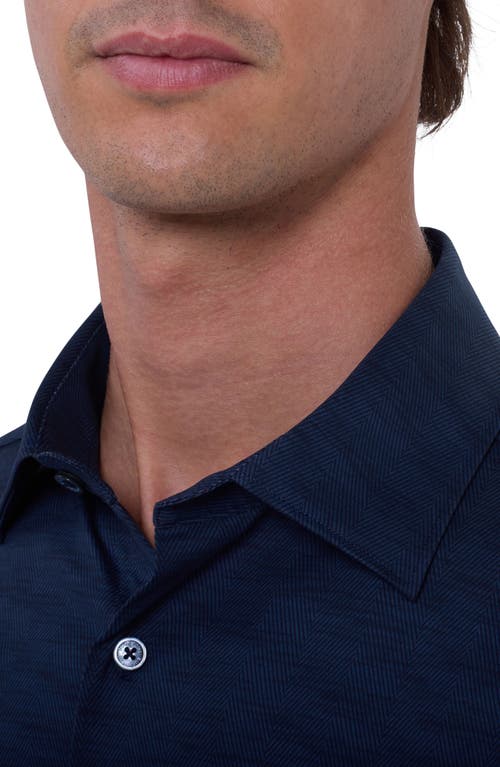 Bugatchi James Ooohcotton® Herringbone Button-up Shirt In Blue