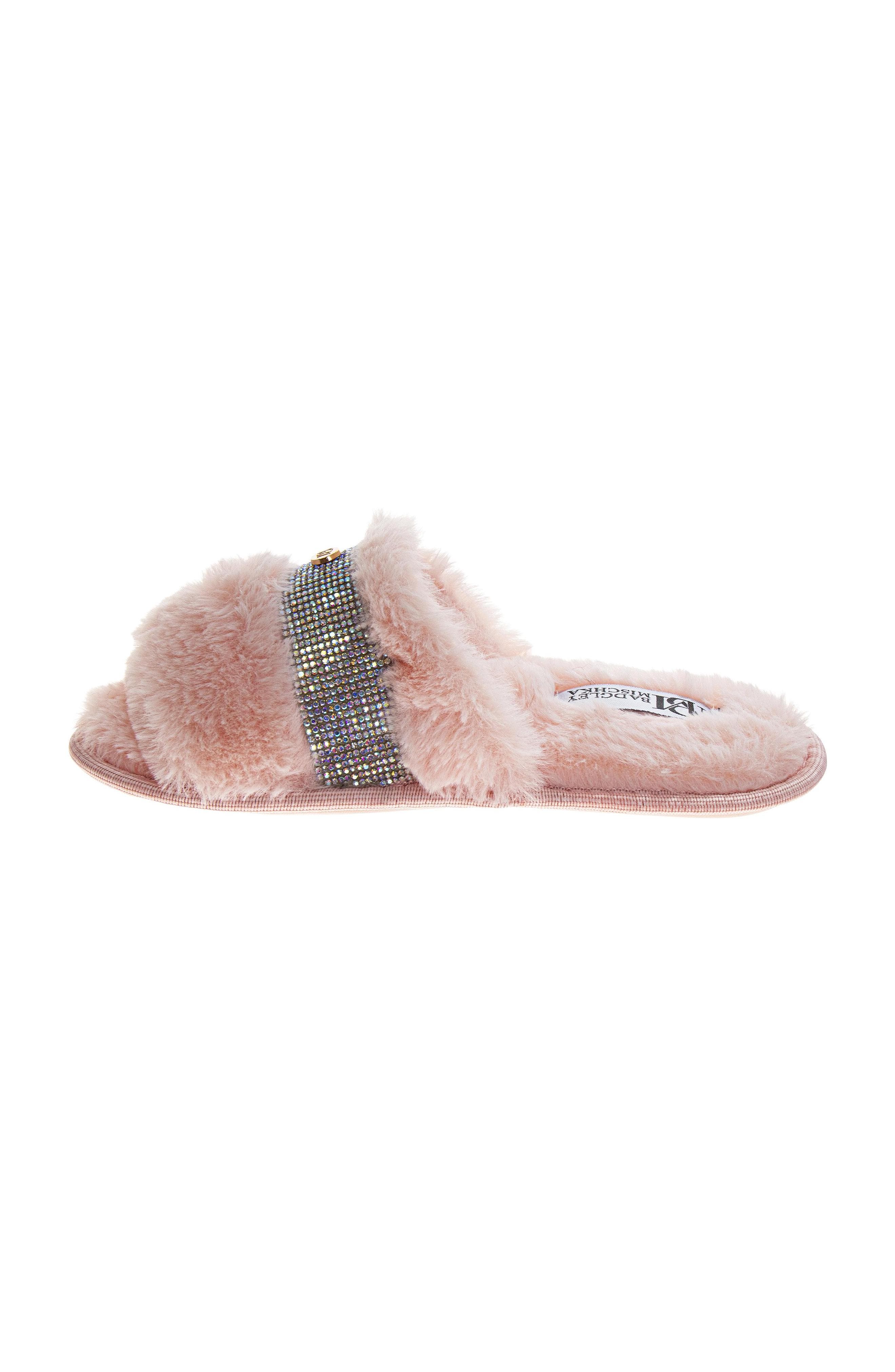Badgley Ladies Womens Plush Slide Slippers, Alternate, color, PINK