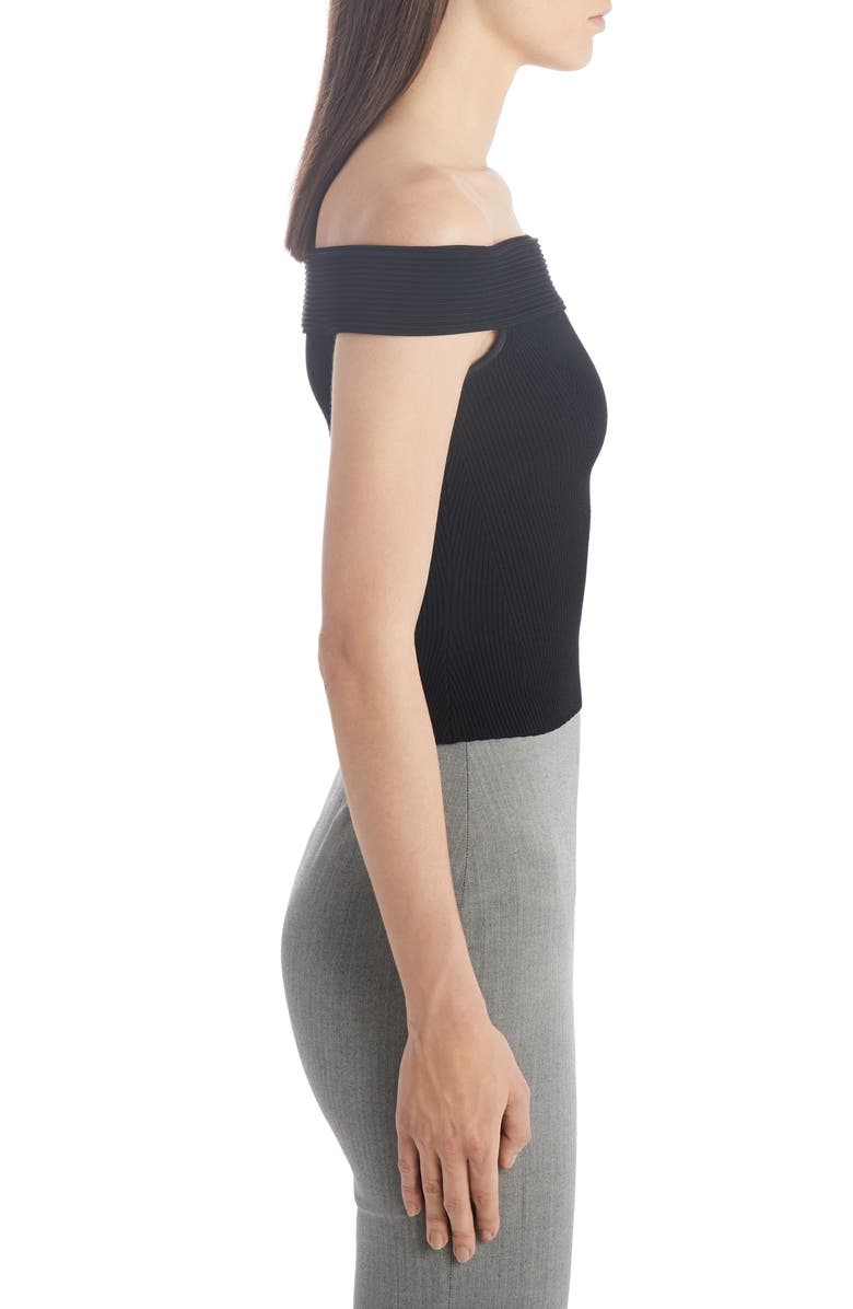 McQueen Alexander McQueen Off the Shoulder Rib Sweater, Alternate, color, 