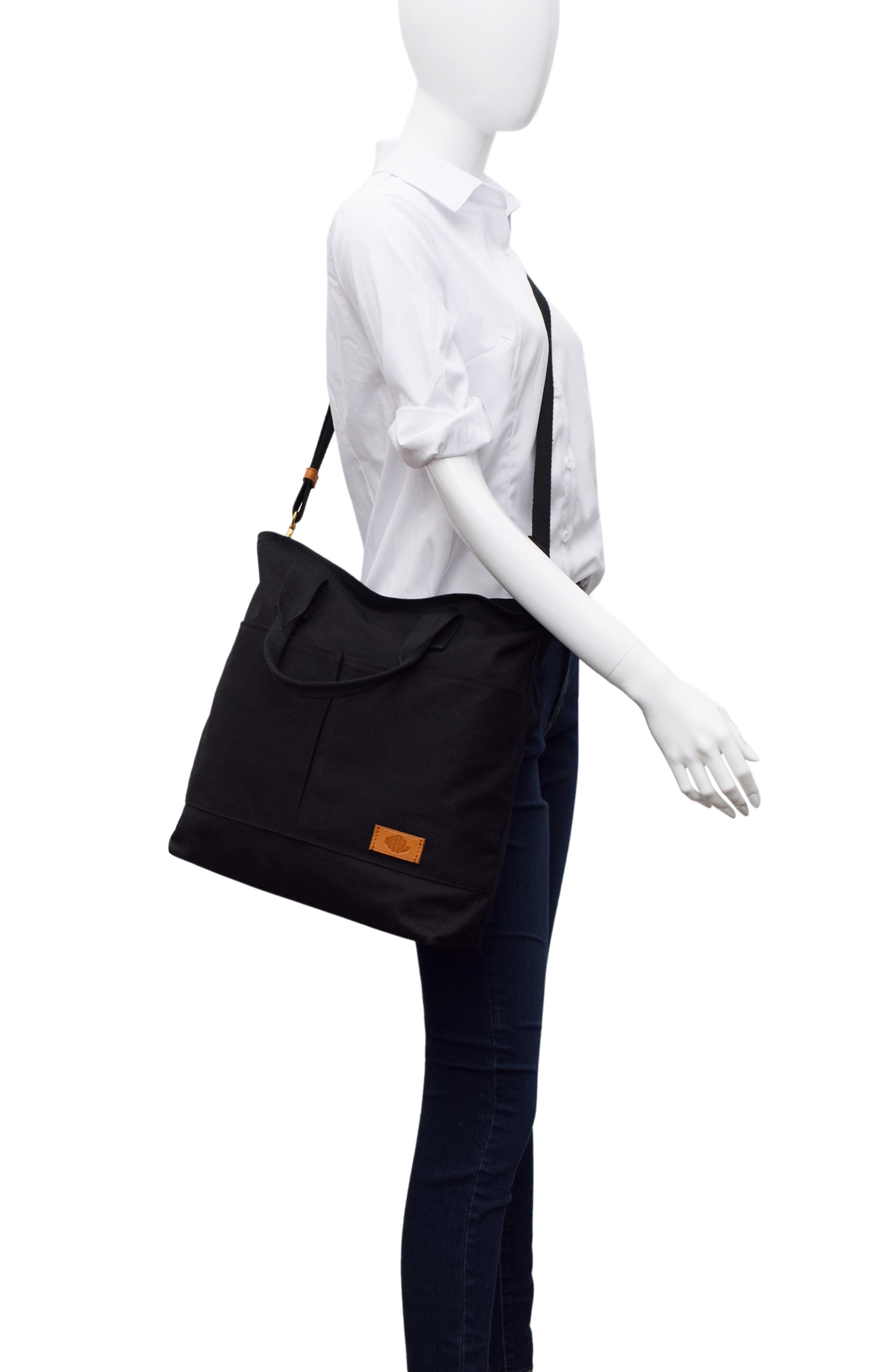 New Amsterdam Leatherworks Ayla Canvas Tote Bag, Alternate, color, Black