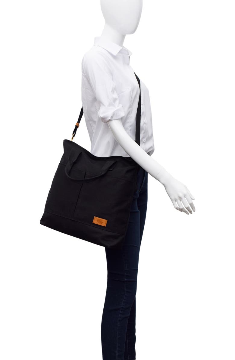 New Amsterdam Leatherworks Ayla Canvas Tote Bag, Alternate, color, Black