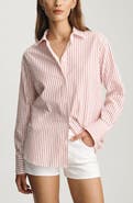 Mavi Jeans Stripe Relaxed Fit Stretch Cotton Button-Up Shirt