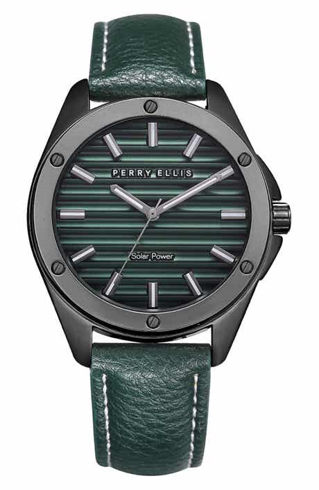 Perry Ellis Solar Powered 3-Hand Quartz Strap Watch, 41mm