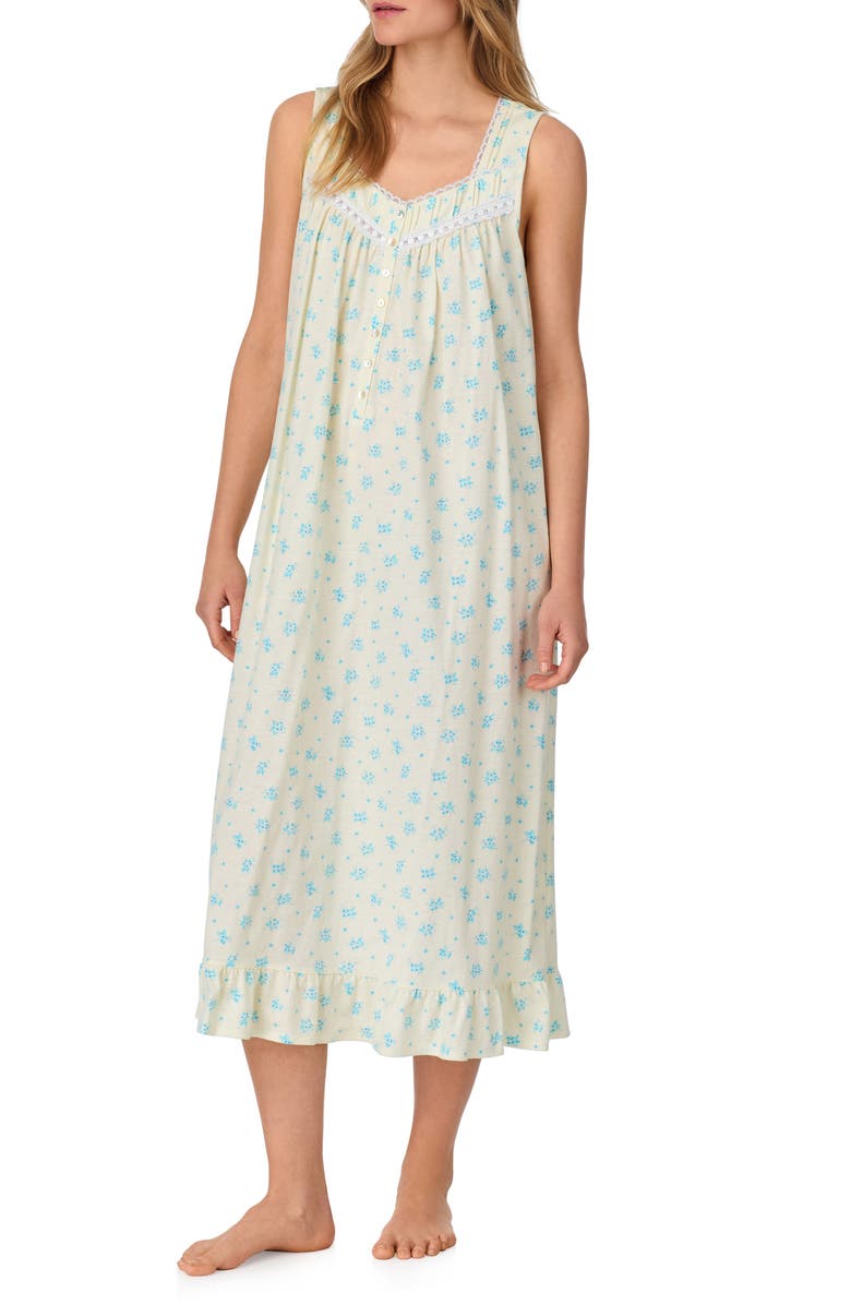 Eileen West Sleeveless Cotton Ballet Nightgown, Alternate, color, Yellow Print