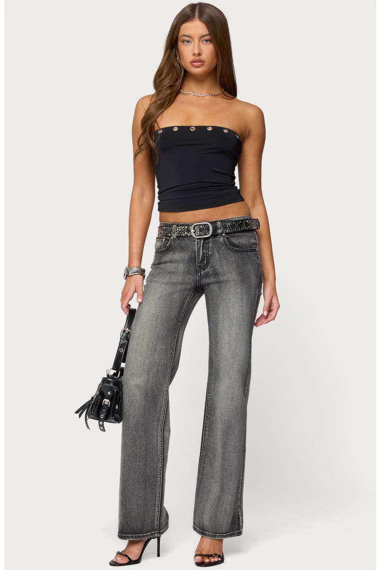 Dahna Grommet Tube Crop Top, Alternate, color, BLACK