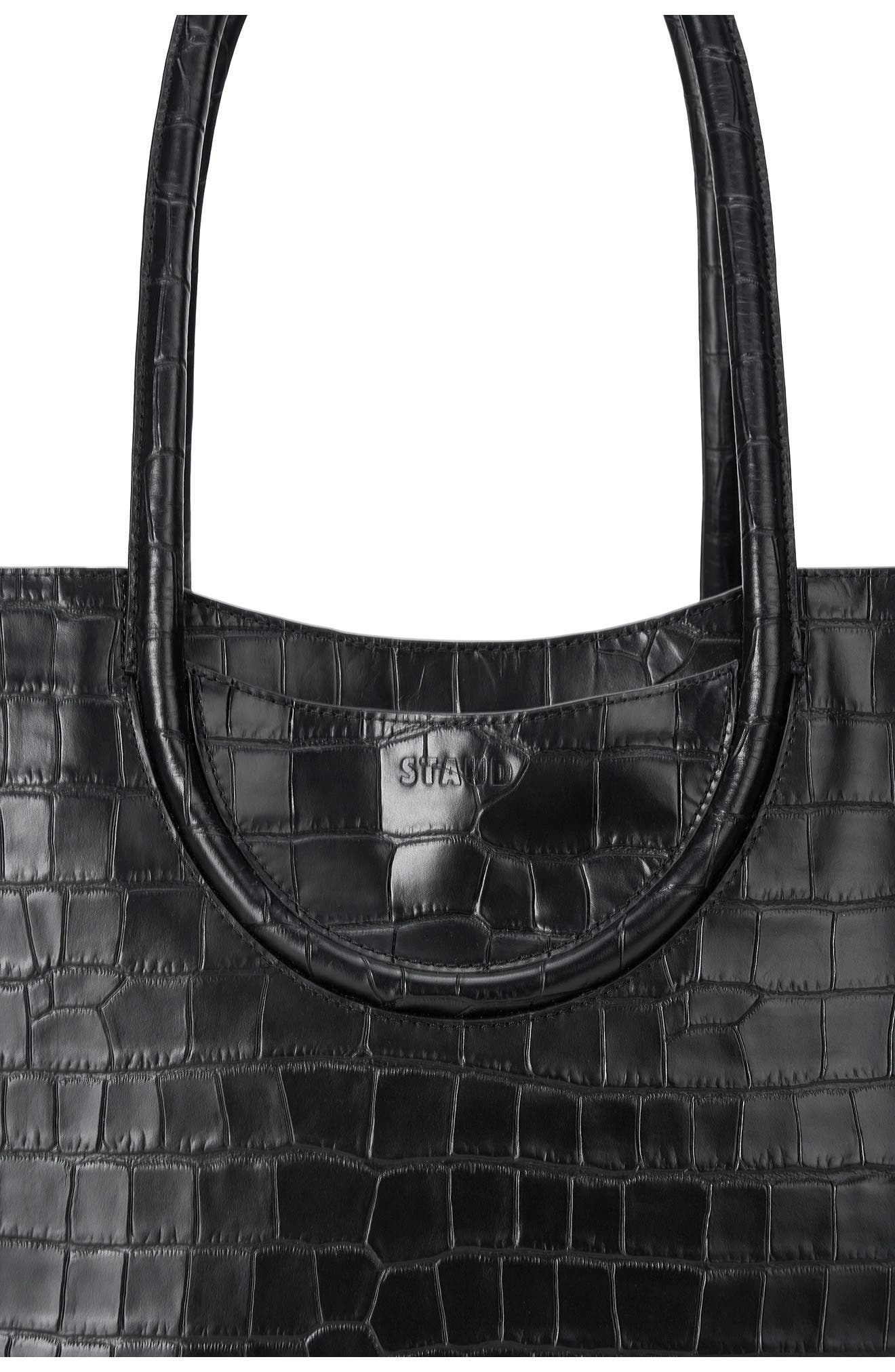 STAUD Maude Tote Bag, Alternate, color, Black Croco