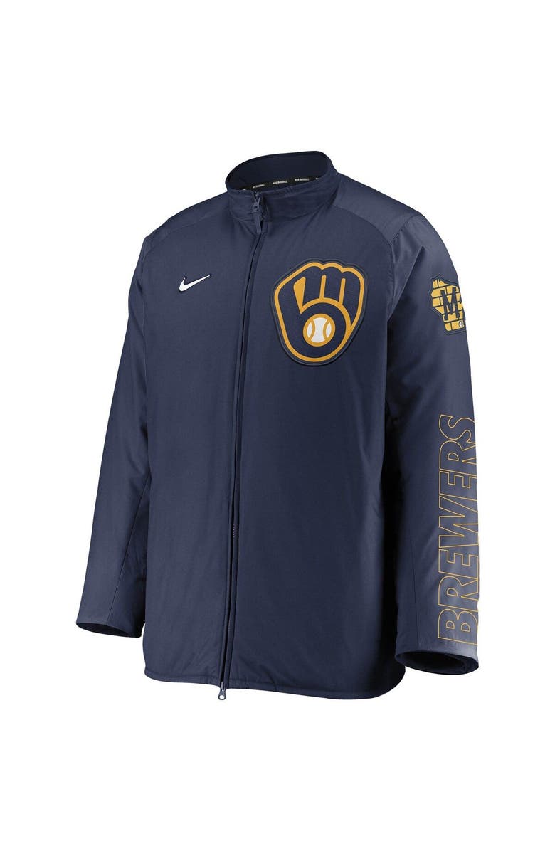 Nike Men's Nike Navy Milwaukee Brewers Authentic Collection Dugout Full-Zip Jacket, Alternate, color,