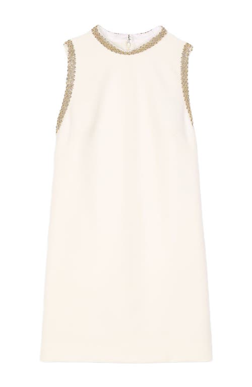 Sandro Short Dress With Rhinestone Details In Ecru