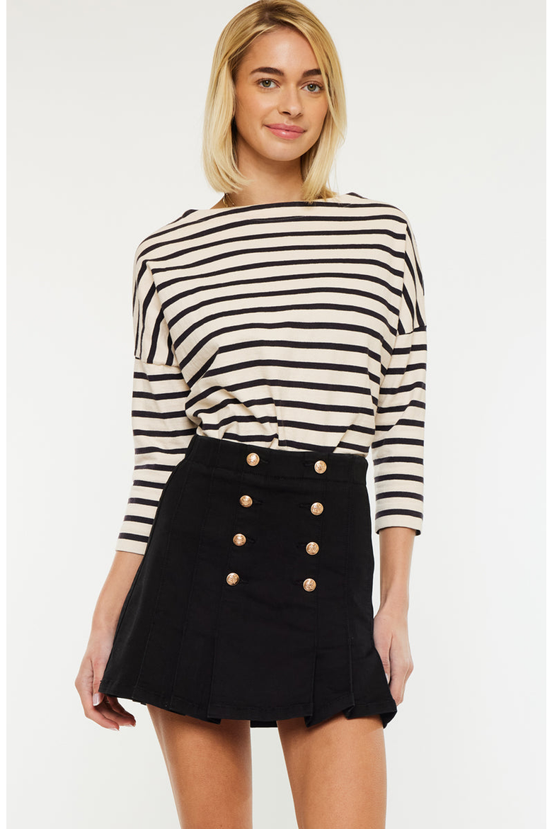 Irene High Rise Pleated Mini Skort, Alternate, color, Black
