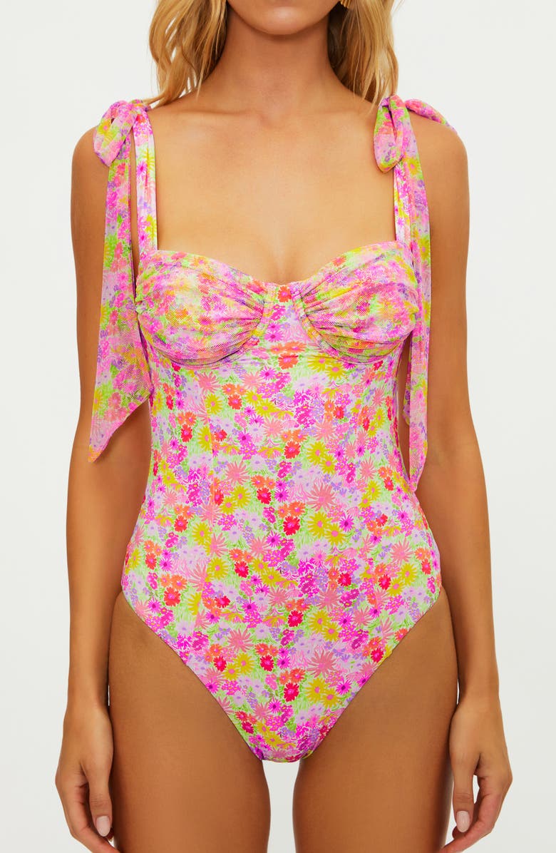 Beach Riot Dede Underwire One-Piece Swimsuit, Alternate, color, Neon Bouquet