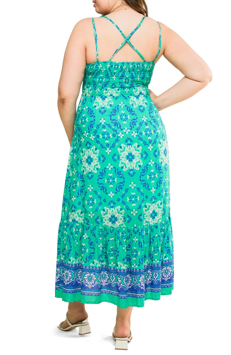 FLYING TOMATO Print Maxi Dress, Alternate, color, Jade