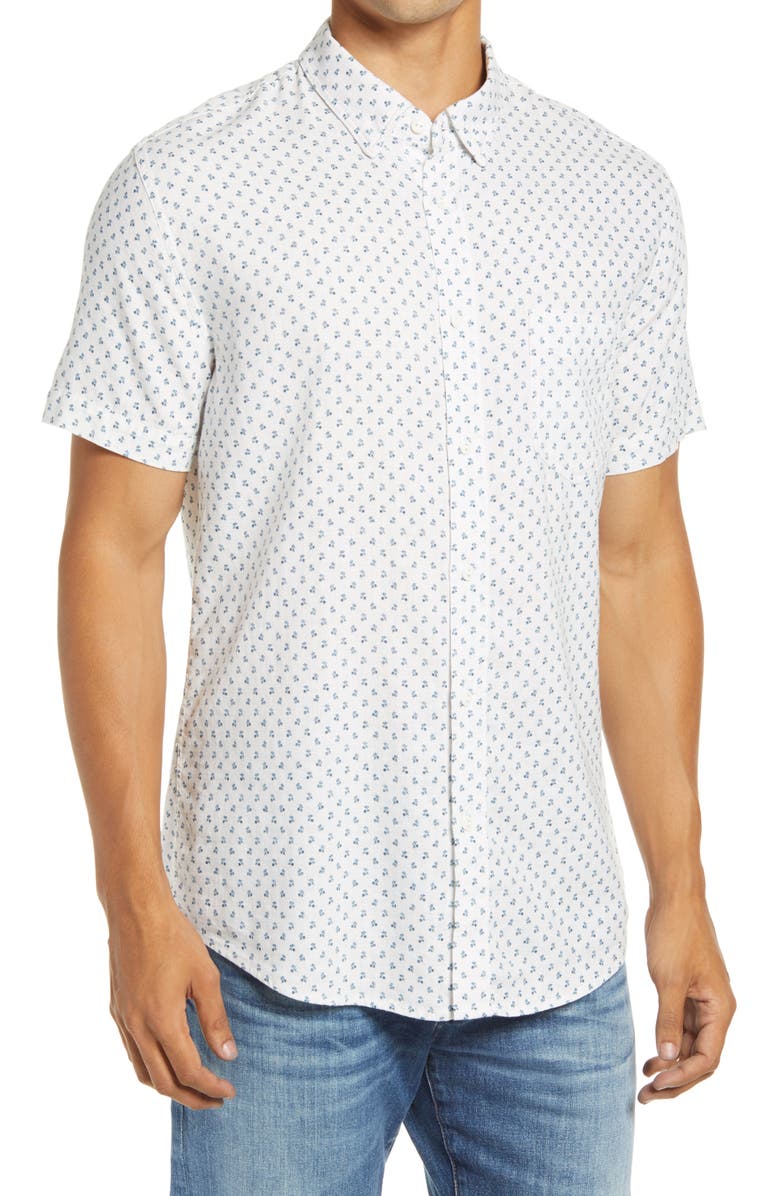 Rails Carson Slim Fit Floral Short Sleeve Linen Blend Button-Up Shirt, Main, color,