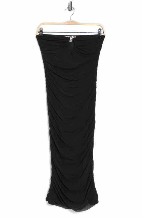 Madden Girl Strapless Ruched Mesh Body-Con Dress