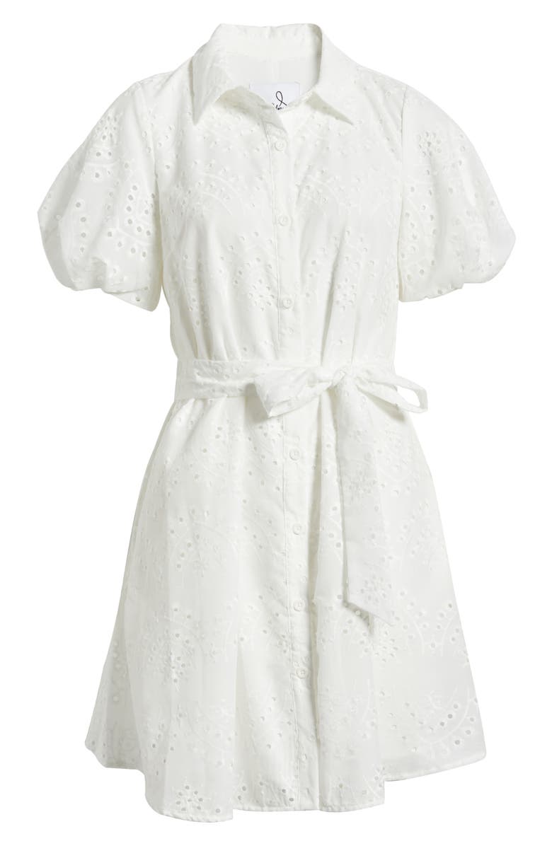 Sam Edelman Puff Sleeve Eyelet Shirtdress, Alternate, color, White