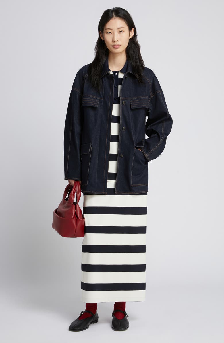 MM by Max Mara Riviera Stripe Maxi Skirt, Alternate, color, Ultramarine