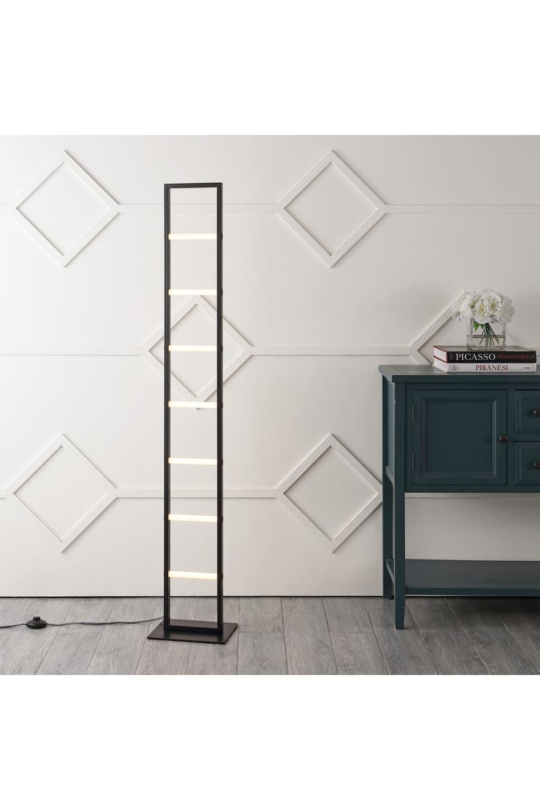 Ivan 59.3" Minimalist Modern Iron Ladder Dimmable Integrated LED Floor Lamp, Black, Alternate, color, Black