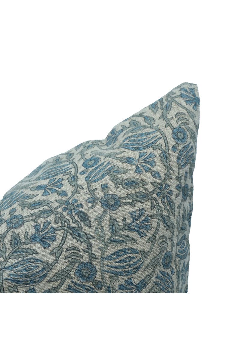 Manjusha Floral Block Printed Thick Linen Cushion Cover, Alternate, color, Blue