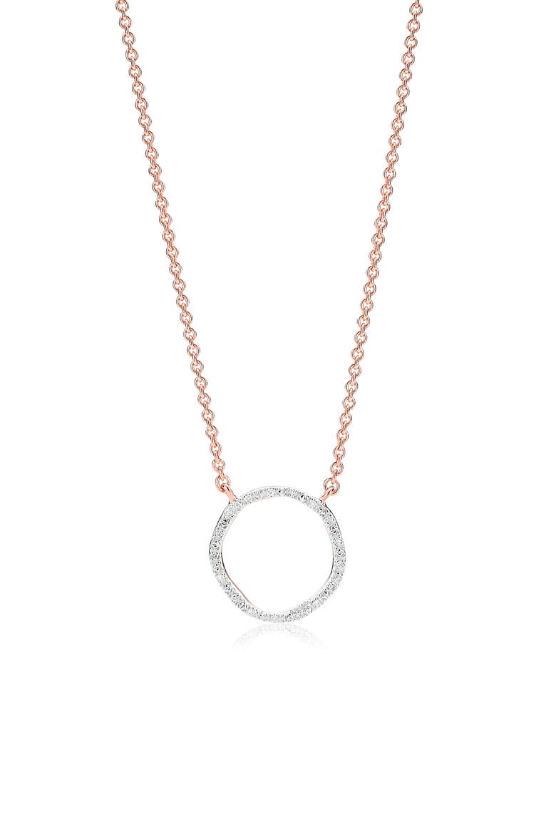 Riva Circle Diamond Pendant Necklace , Main, color, ROSE GOLD/ DIAMOND
