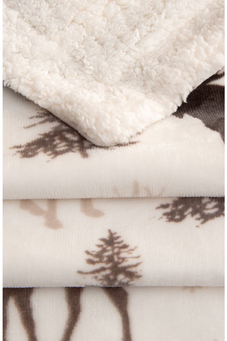 Reversible Faux Shearling Blanket, Alternate, color, MOOSE