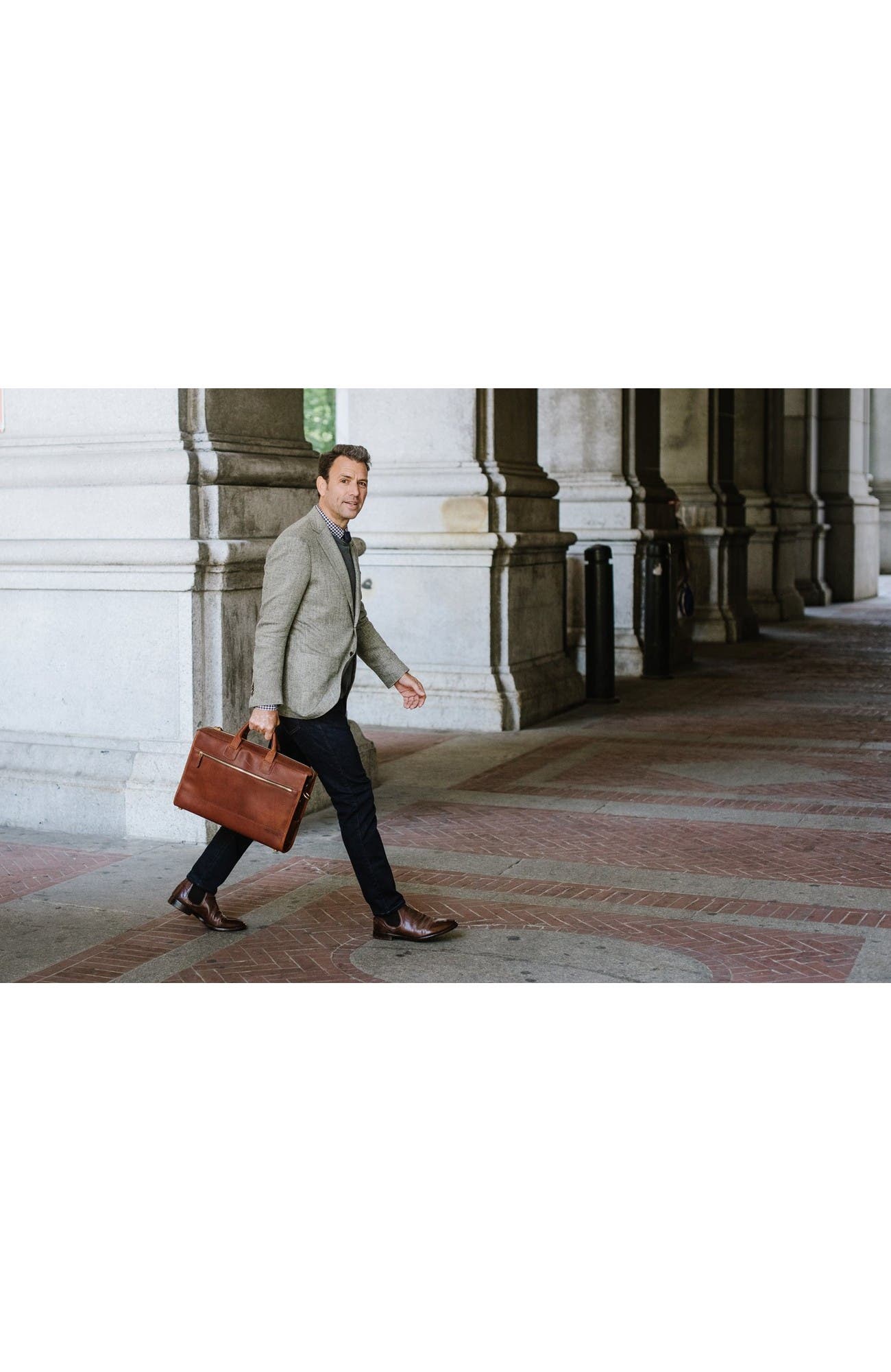 Sawyer Slim Leather Briefcase, Alternate, color, Espresso