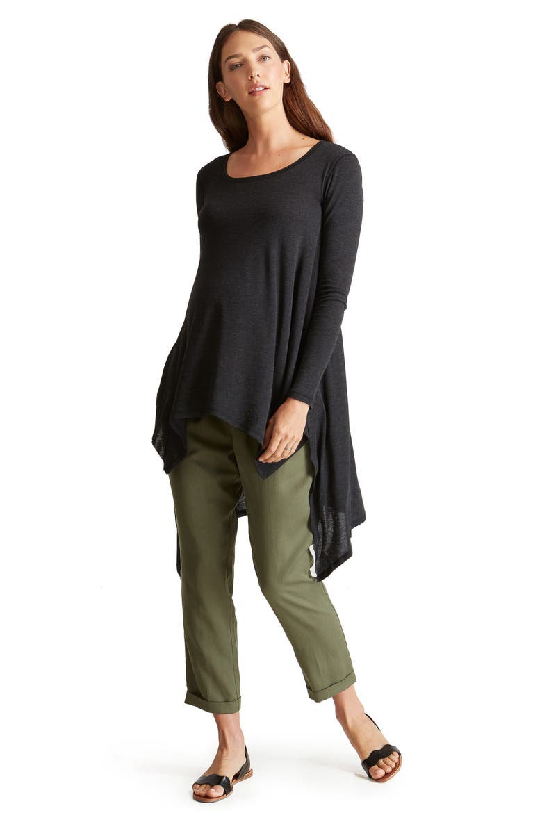 Ingrid & Isabel® Handkerchief Maternity Tunic Top, Alternate, color, DARK HEATHER