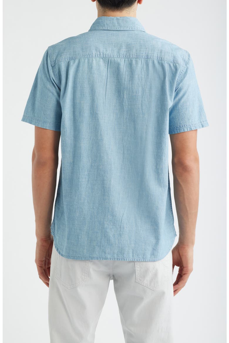 Mason Short Sleeve Cotton Chambray Button-Up Work Shirt, Alternate, color, DESERT BREEZE