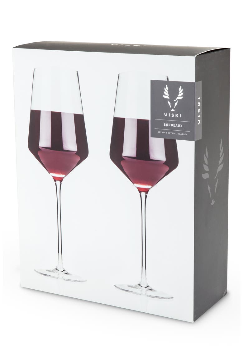 Raye Crystal Angled Bordeaux Glasses Set of 2, Alternate, color, CLEAR