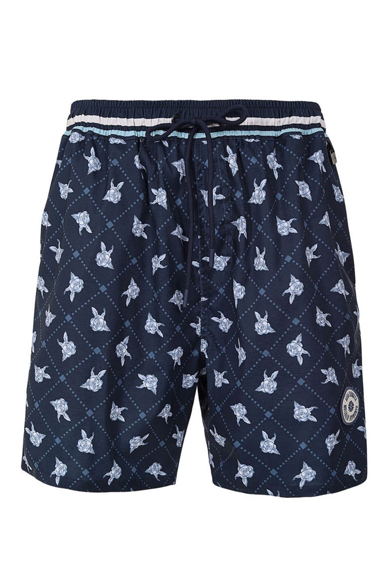 Joe Cherish Stretch Cotton Blend Swim Trunks, Alternate, color, NAVY MULTI