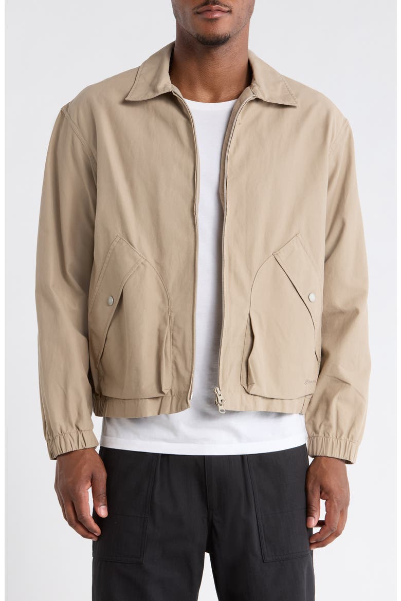 Harrington Light Dobby Cloth Water Resistant Tech Jacket, Main, color, GREIGE
