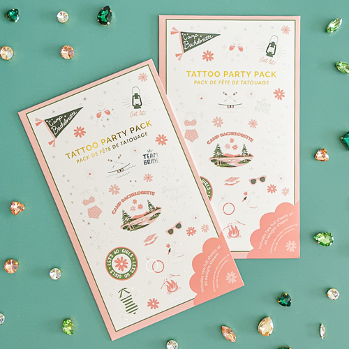 Jollity & Co . Camp Bachelorette  Party Pack Tattoo Sheets In Multi