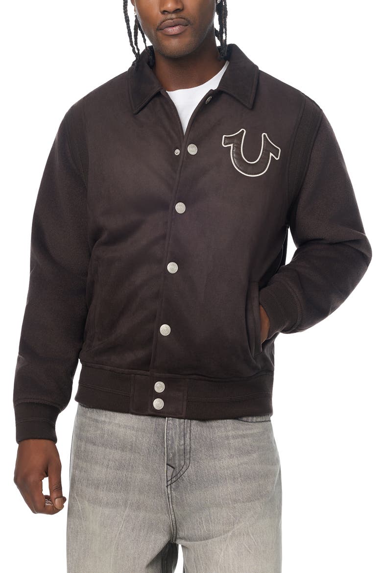 Logo Graphic Bomber Jacket, Main, color, GROUND COFFEE