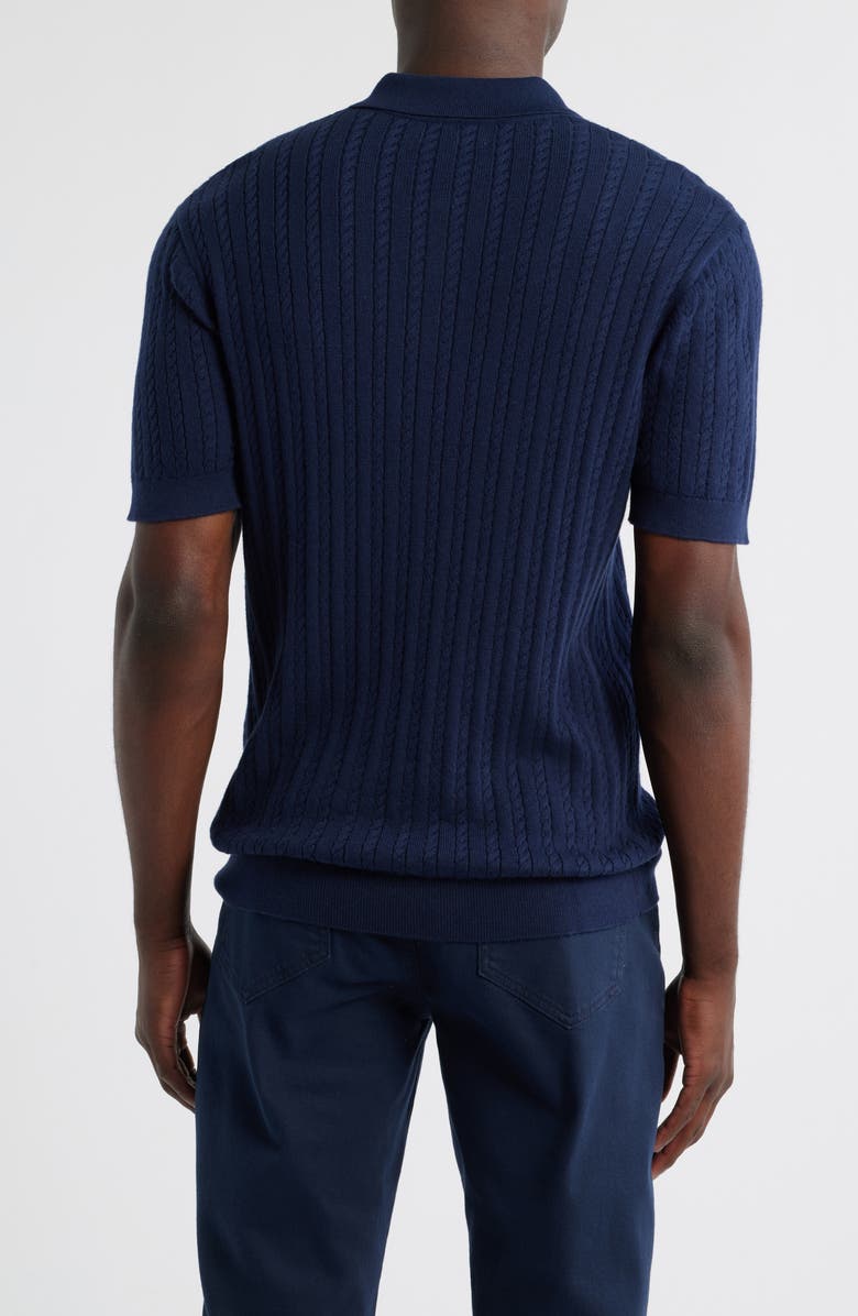 Nordstrom Cabled Cotton 
Cashmere Polo Sweater, Alternate, color, Navy Still