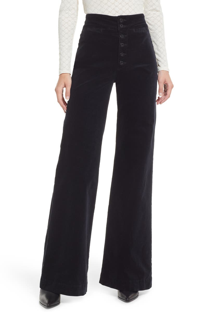 ASKK NY Brighton High Waist Button Fly Velveteen Wide Leg Jeans, Main, color, 