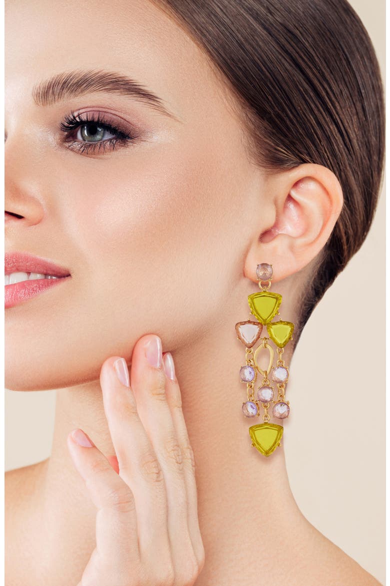Cubic Zirconia Statement Drop Earrings, Alternate, color, GOLD