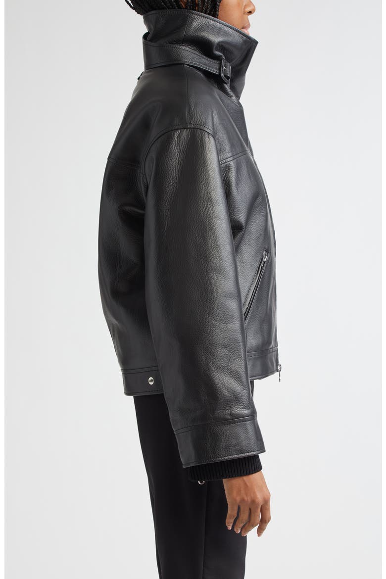 Oversize Leather Jacket, Alternate, color, BLACK